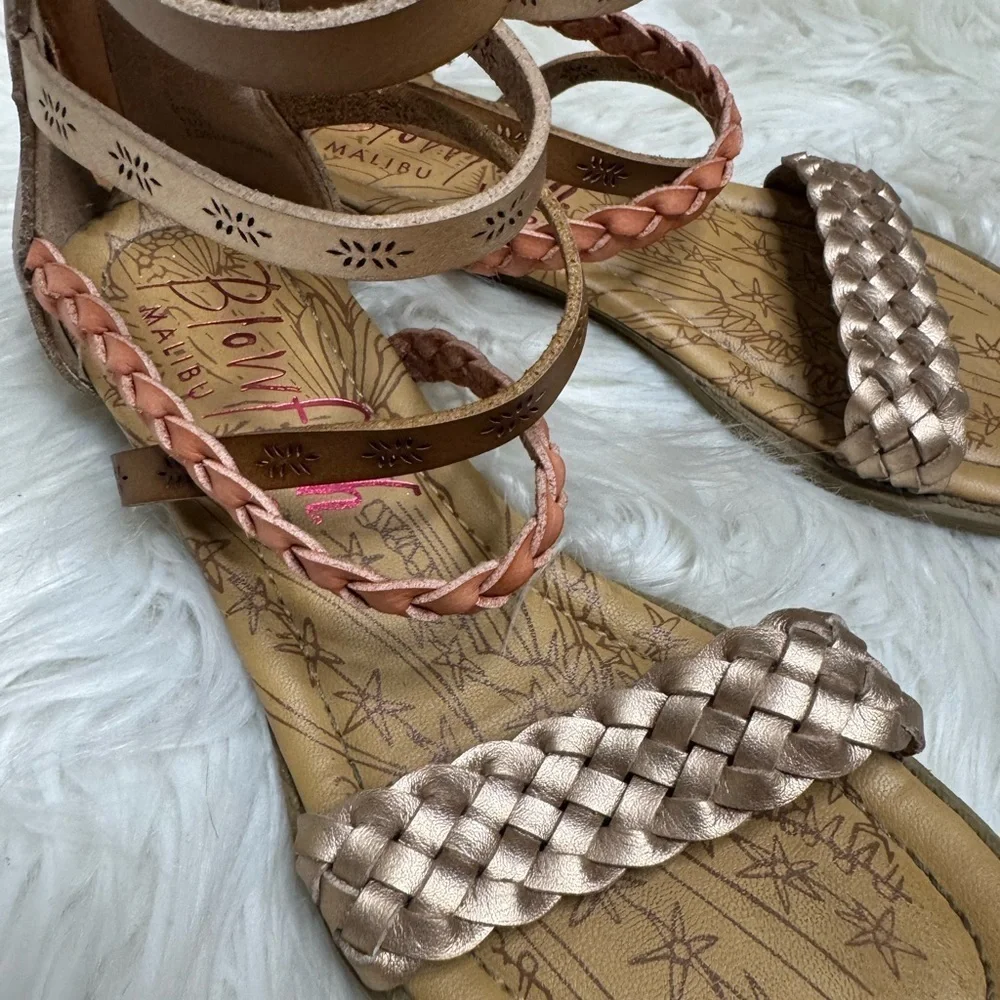 Stylish Braided Sandals in Tan and Pink